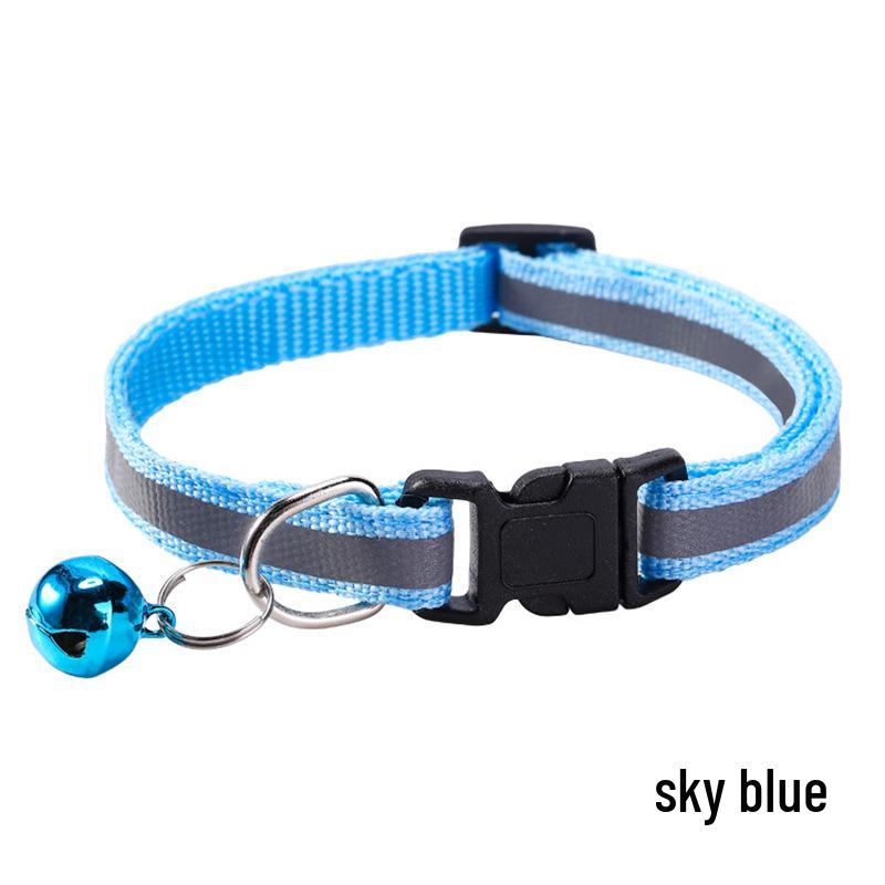 Reflective Adjustable Pet Collar with Bell for Cats & Dogs - Universal Fit, In Stock