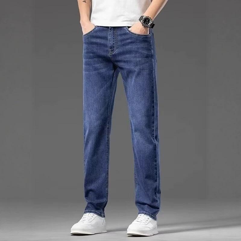 Blue Jeans Men's New Spring, Summer and Autumn Slim-fit Straight Elastic Outer Wear Business Versatile Long Pants