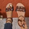 Fashion Comemore Bohemian Sandals Summer New Roman Flat Bottom Flowers Women Casual Shoes Large Size Slip On Beach Sandalias Femininas