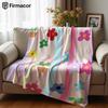 Stripe Flower Cartoon Anime Print Flannel Blanket Soft Warm Throw for Kids Bedroom Sofa Bed Christmas Office Car