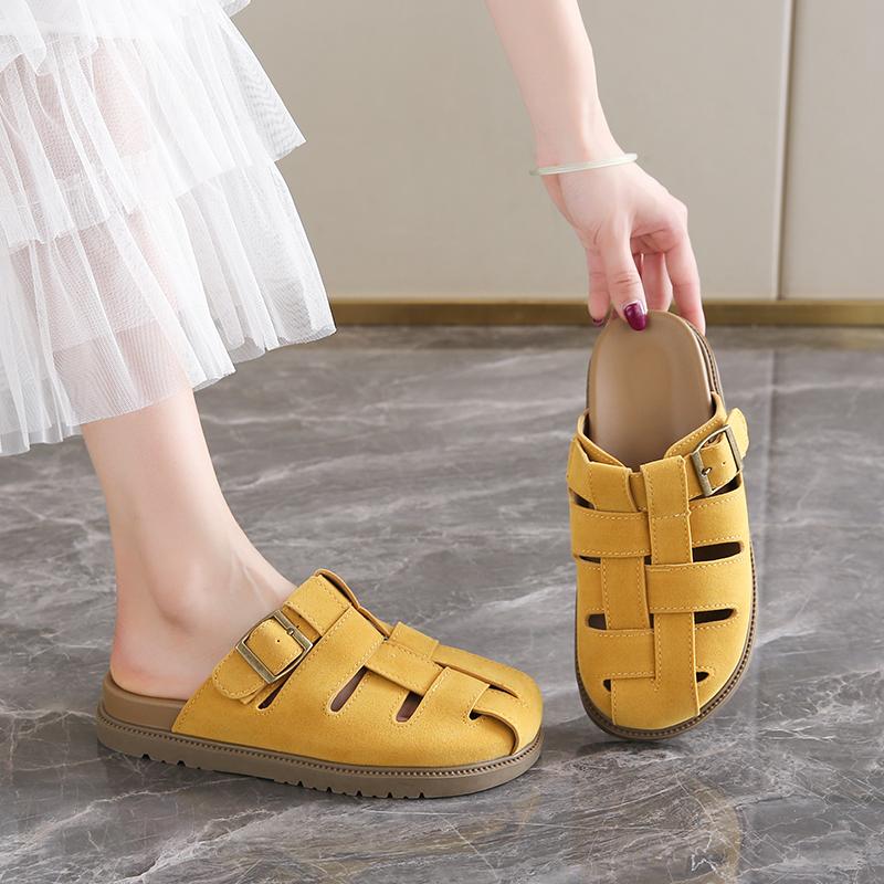 Female Shoes Cover Toe Ladies' Slippers Luxury Slides Platform 2025 Designer Retro Slippers Casual Cover Toe Shoes Slides Sliper