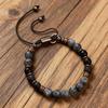 Vintage European-American Volcanic Stone Bead Necklace & Bracelet Set for Men