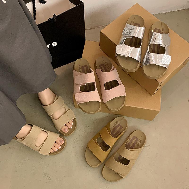 Sandali da Donna in Vera Pelle Ciabatte da Donna Estive Scarpe Casual da Esterno per Spiaggia Durevoli Antiscivolo Scarpe di Lusso
