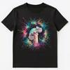 Buntes Farbspritzer Kleines Chamäleon Auf Fingerkunst Grafik Unisex Unisex T-Shirt