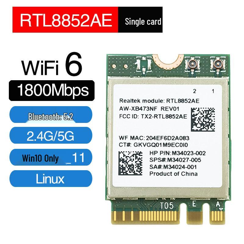 RTL8852CE/AE/BE WiFi 6E 5G Dual-Band Wireless Network Card for Desktop PCs with Bluetooth 5.3
