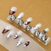 Removable Press-On Nails With Zebra Stripe Caramel Ombre Design French Tip Almond Shape Women