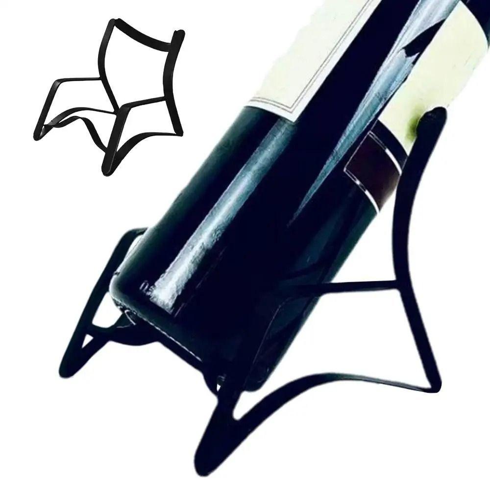 

Creative Wine Bottle Holder Wrought Iron Champagne Stand Chair Shape Wine Rack Dining Table чорний
