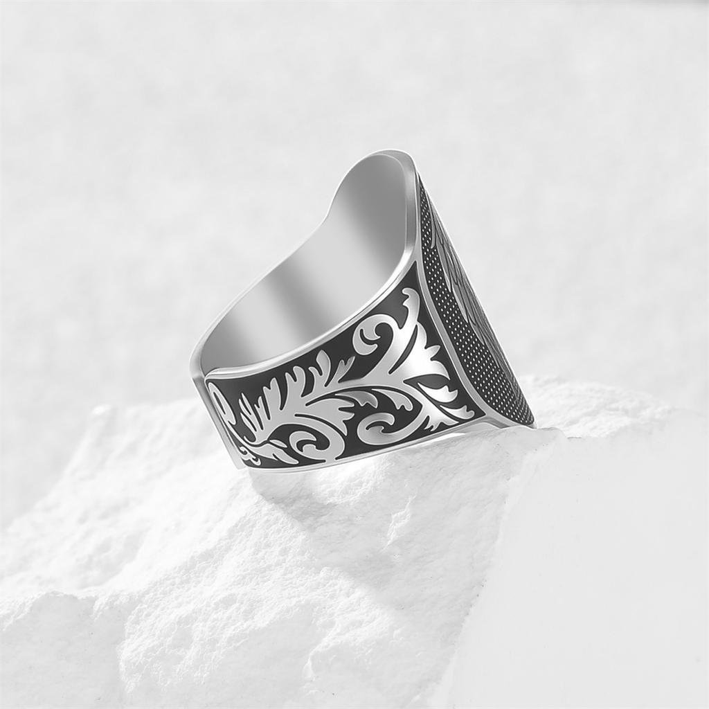 EUEAVAN Knights Templar Ring Stainless Steel Vintage Archangel Protection Adjustable Rings Personalized Men Amulet Jewelry Gifts