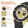 Fashion Waterproof Quartz Watches for Men Luxury Military Sport Chronograph Wristwatch with Silicone Strap