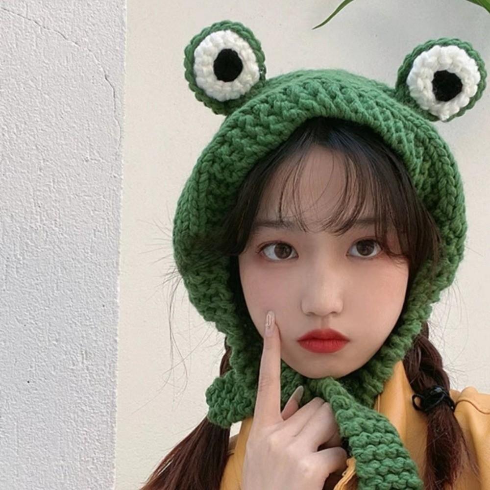 Knitted Knitted  Frog Hat Warm Warm Hat Cap Gift Idea Women  Beanie Hat  Costume Accessory