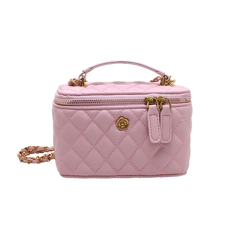 Small square bag, box bag, camellia rhombus chain, autumn new bag, women's shoulder messenger bag, handbag.