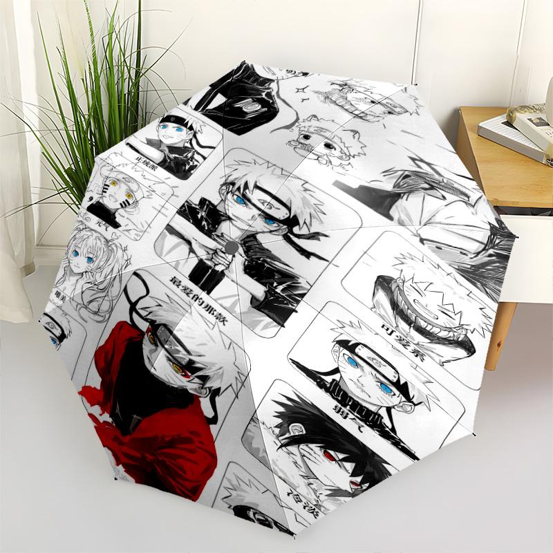 1 PC Automatic Folding Umbrella - Naruto Art Compilation Pattern Portable Foldable Design With 8 Ribs Christmas Birthday Gifts