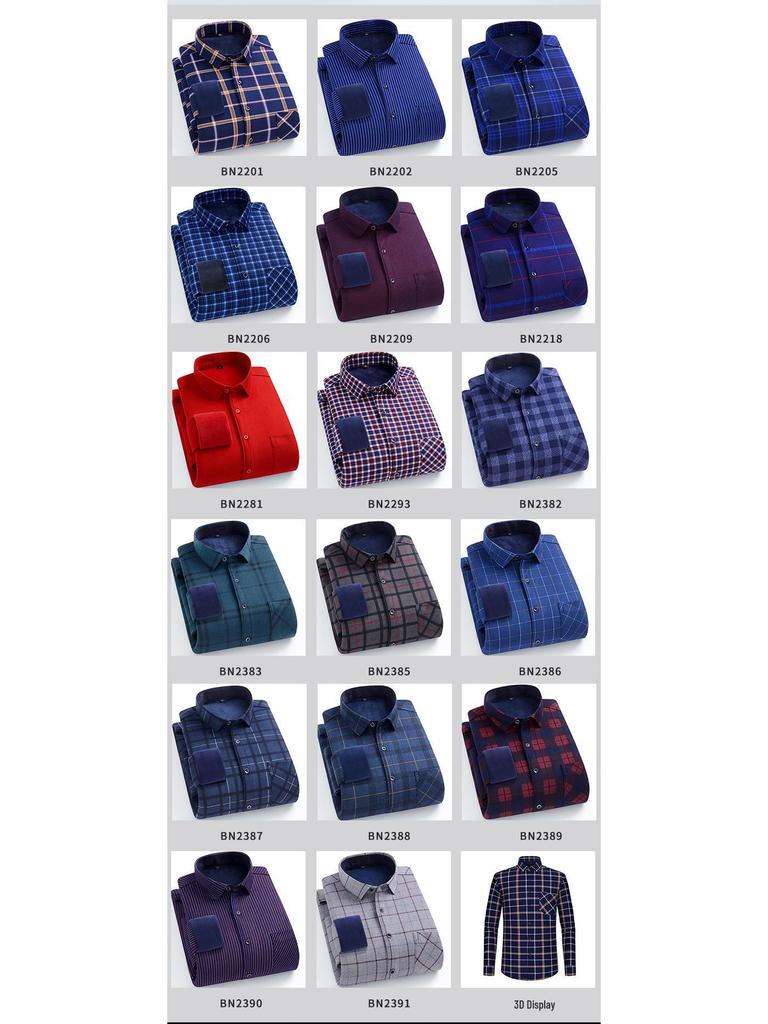 Men's Double-Sided Fleece-Lined Long-Sleeve Shirt for Autumn and Winter