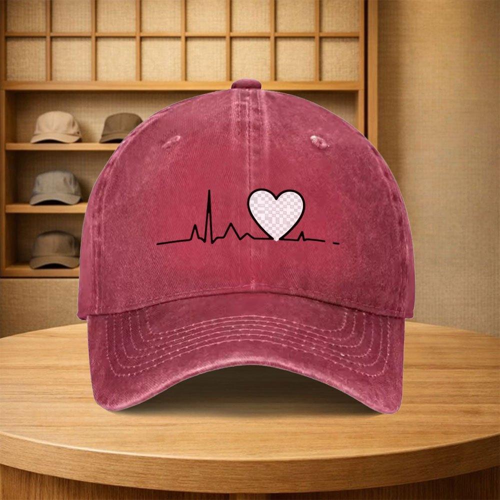Vintage ECG Heart Pattern Baseball Cap  Unisex Adjustable Multiple Colors