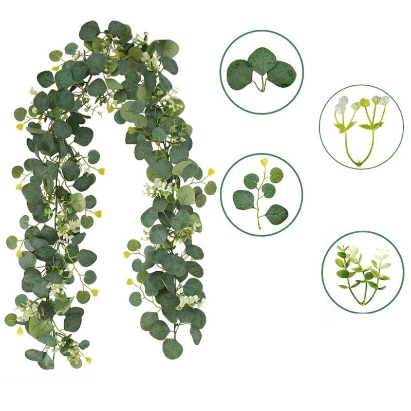 Realistic 180cm Eucalyptuses Vine Display Ornament Feature 60 Blooms Head Ideal For Party And Event Decoration