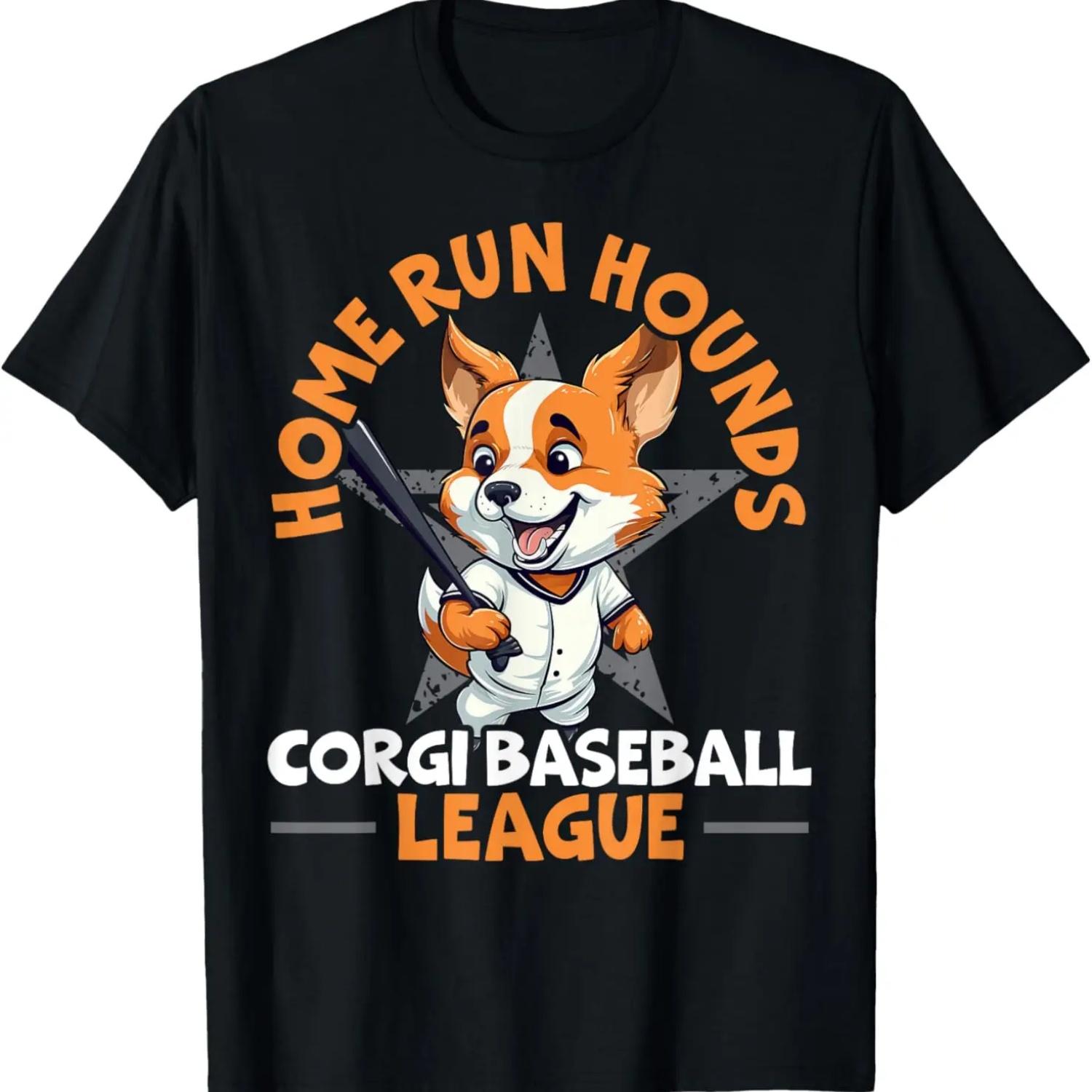 Baseball Corgi Dog Lover Baseball Player Sport Paw Puppy T-Shirt S