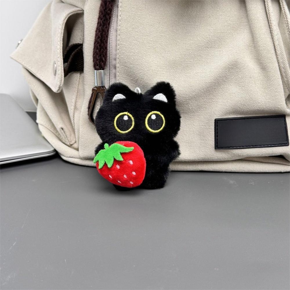 New Fish Black Cat Plush Doll Keychain Bib Strawberry Doll Bag Pendant Wings Car Key Ring Gifts