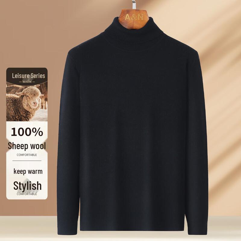 JOW Men's Pure Wool Turtleneck Sweater