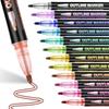 Dreamy Sparkle Dual-Line Contour Pen, Double Line Super Squiggles Metallic Glitter Pens, Quick-Dry Ink Dual Line Contour Markers for Drawing