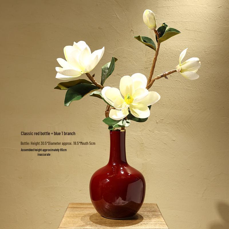 Composizione di fiori artificiali di magnolia: Set decorativo in ceramica per sala da pranzo o soggiorno