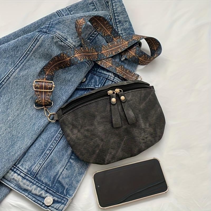 Women's Retro Chest Bag, Bohemian Style Anti-theft Crossbody/Waist Bag, suitable for cycling, fitness, and travel - Nylon material.