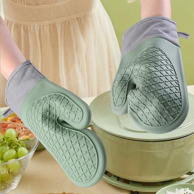2 Stück Silikonhandschuhe Verdickte Isolierhandschuhe Rutschfest Hitzebeständig Topflappen zum Aufhängen Küchenbackwerkzeug Mikrowellenhandschuhe