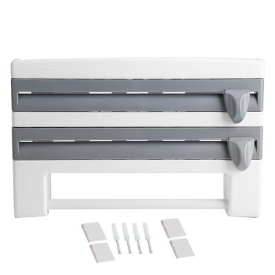 Kitchen Sauce Bottle Storage Rack Paper Towel Holder Mount Kitchen Tool Cling Film Cut