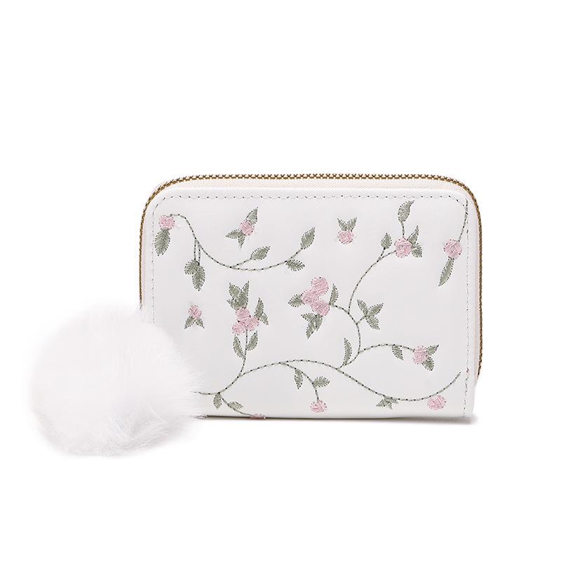2023 Embroidered Ladies Clutch Pom Pom Wallet
