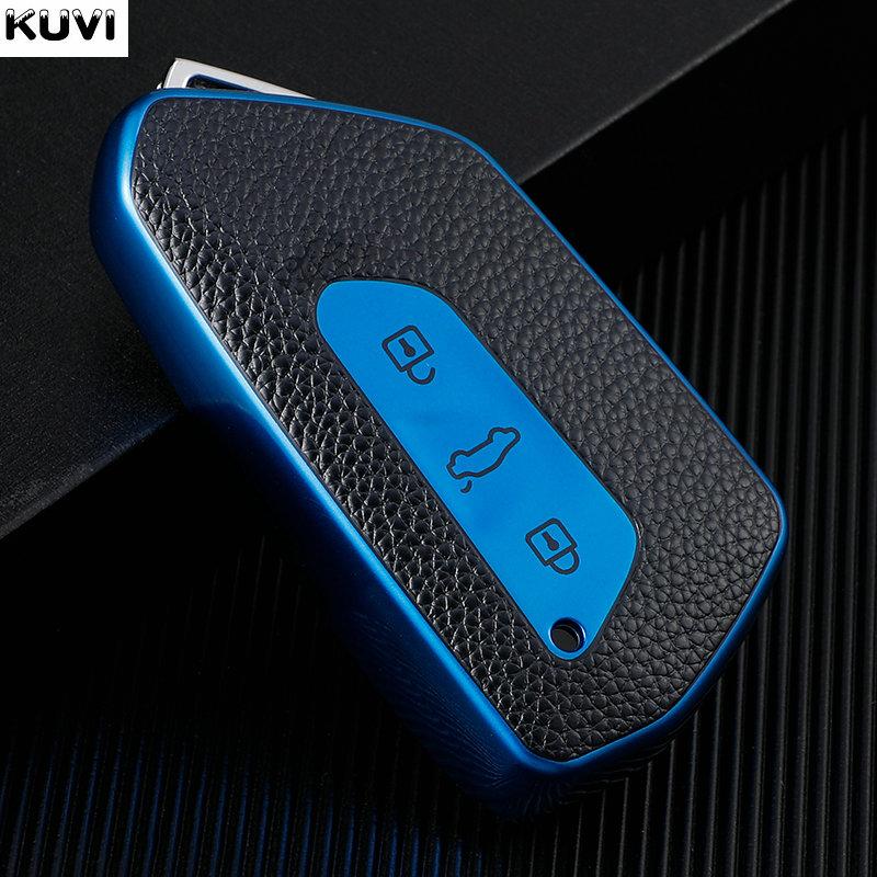 Leather TPU Car Key Case Cover Shell Fob for VW Golf 8 ID4 for Skoda Octavia 4 A8 MK8 for Seat Leon Fr Mk4 Cupra Formentor 2023