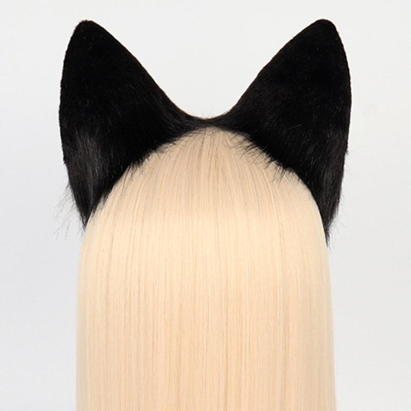 Anime-Cosplay Props Foxes Ears and Tail Set Plush Furry Animal Ears Hairhoop with Foxes Tail Fancy-Dress Party Costumes