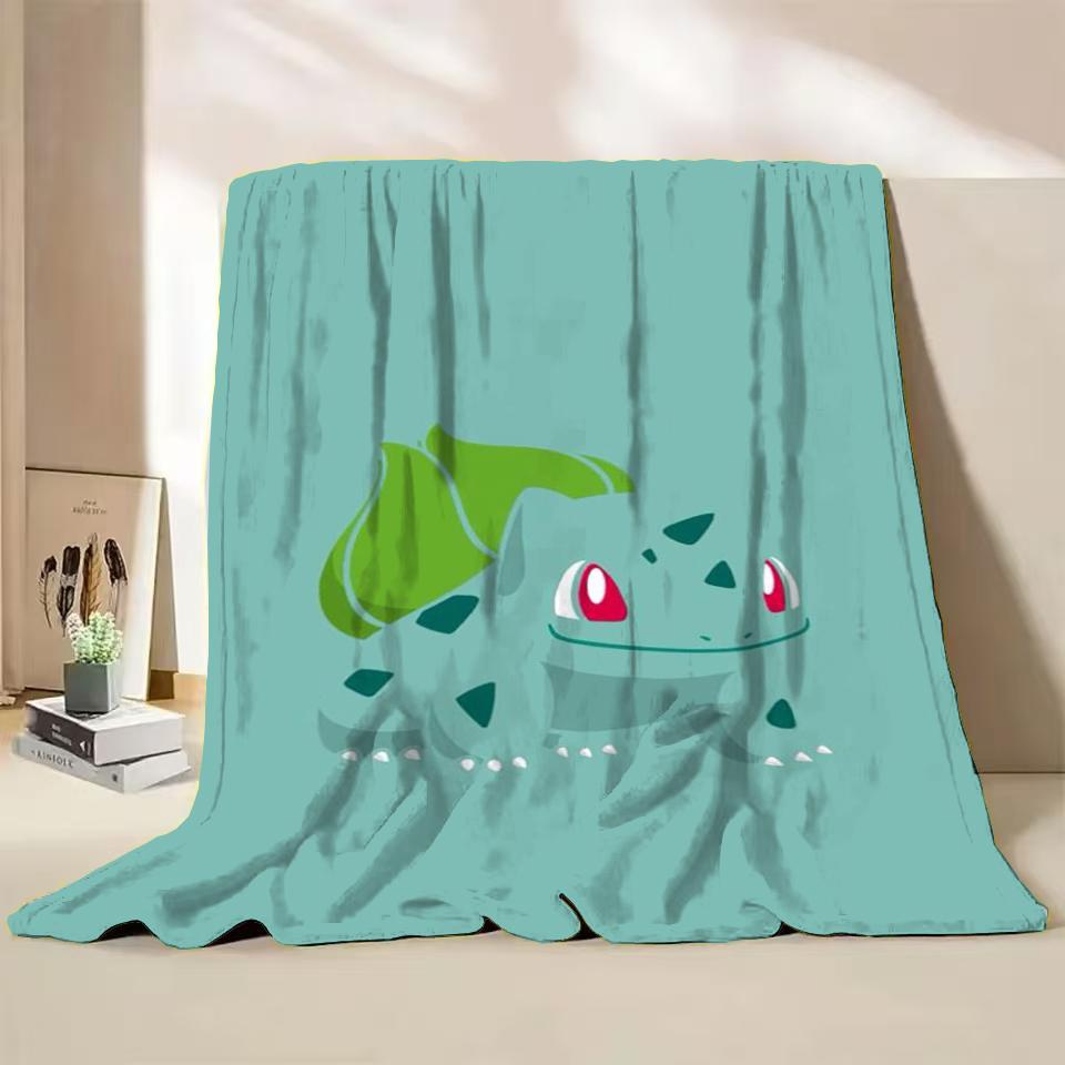 Pokemon Bulbasaur Flannel Throw Blanket for Bed Sofa Home Bedroom Office Travel Children's Cover Blankets Kids Winter Warm Gifts