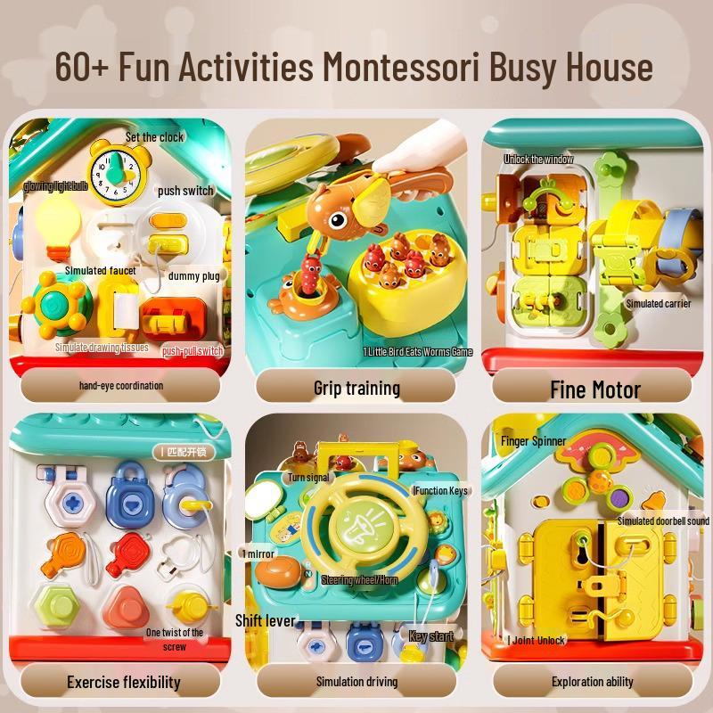 Montessori Busy House: Early Education Toy for Fine Motor Skills Development