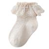 Girls' Combed Cotton Lace Mesh Socks - Breathable, Seamless, Solid Color Spring/Summer Princess Style