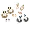 6 Pairs Stylish Flower Leaves Shape Earrings Set for Women Girls