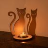 Halloween Candle Holder Wooden Holder, Silhouette Ghost/Bat/Scarecrow/Bat Bat Shadow Casting Tealight for Home Table Fireplace Decor Black Cat Base