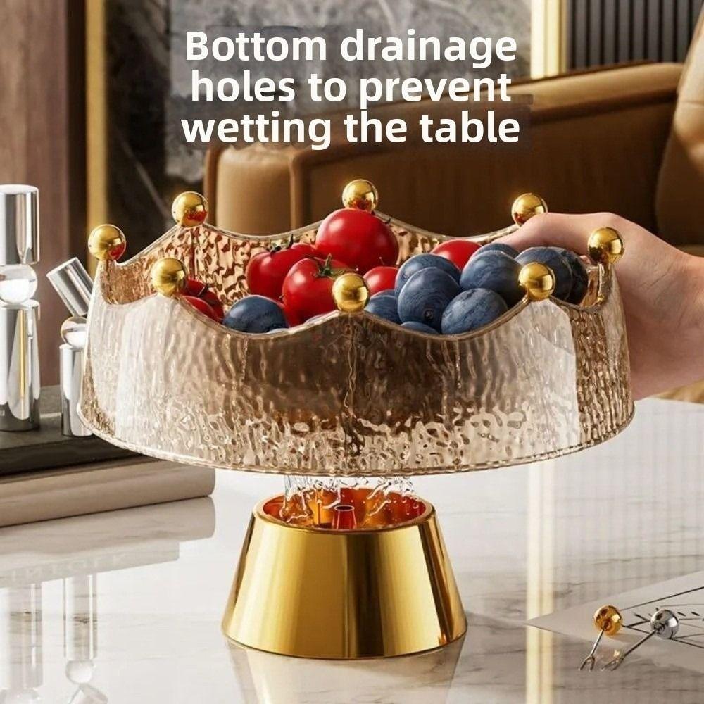 Plastic Fruit Water-Filtering Bowl Creative Salad Plate Fork Set Fruit Serving Plate  Picnics