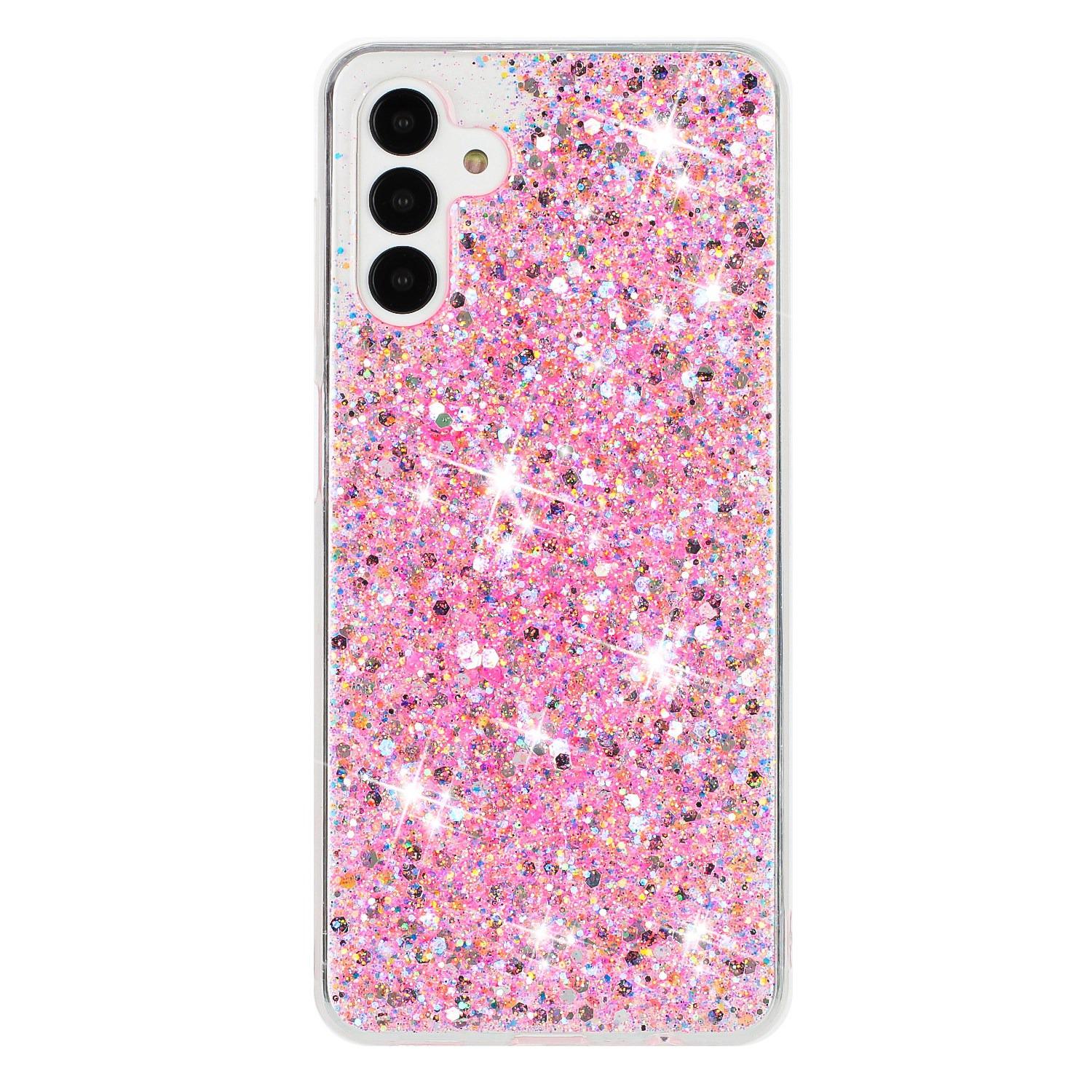 

For Samsung Galaxy S24+ TPU Phone Case Epoxy Glittery Powder Cell Phone Cover Pink