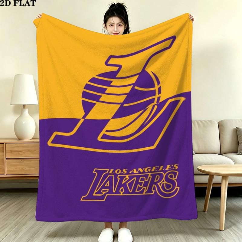 Los Angeles Lakers Print Flannel Blanket, High quality Comfortable for All Seasons, Home Decor, Warmth and Comfort, Perfect for Christmas Gifts