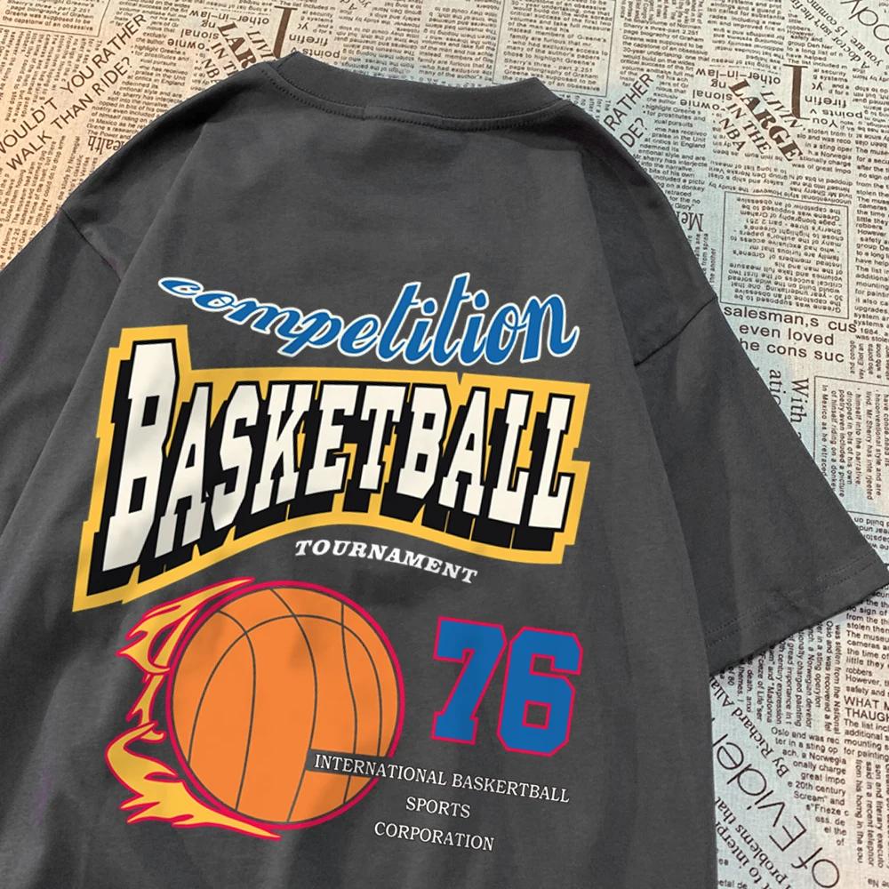 Competition Basketball 76 T-Shirts Men Women Street O-Neck Clothes Loose Oversize T-Shirts Harajuku Cotton Brand Short Sleeve