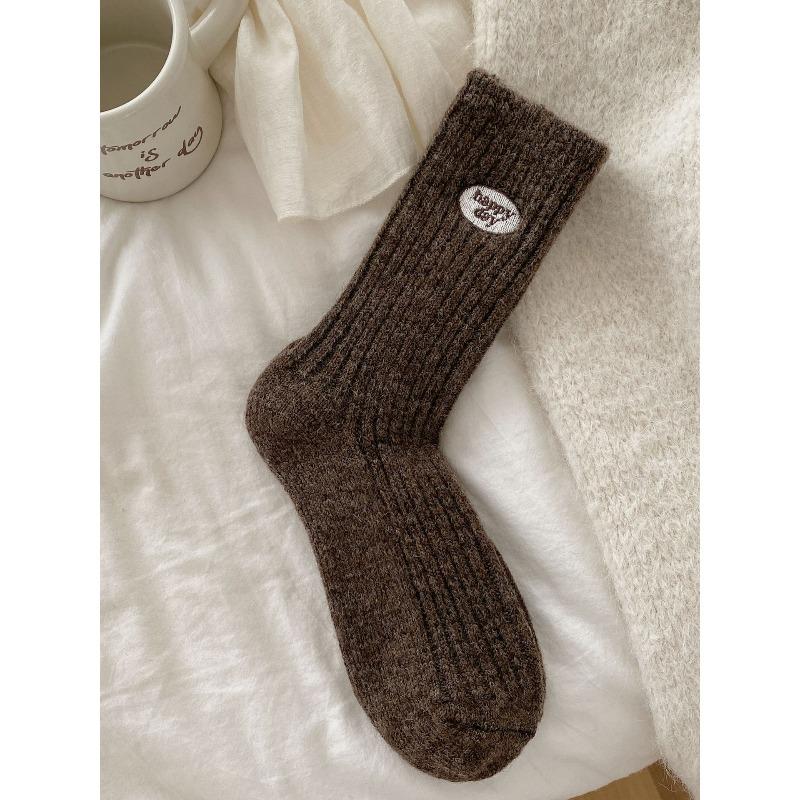 

Утепленные шерстяные носки для тепла, шерстяные махровые носки средней длины для женщин 1 pair малиновый