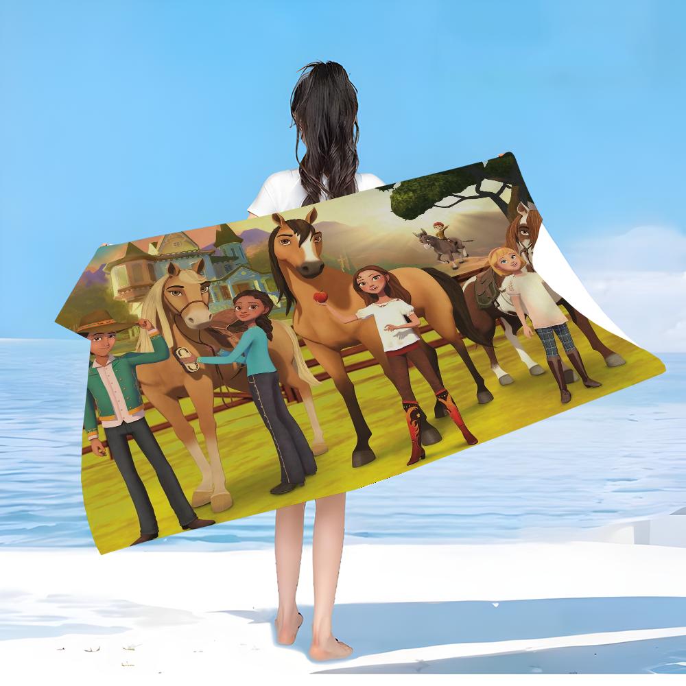 Spirit Riding Free Horses Microfiber Beach Towel Absorbent Quick dry Soft Yoga Swimming Resort Mountain Climbing Towel