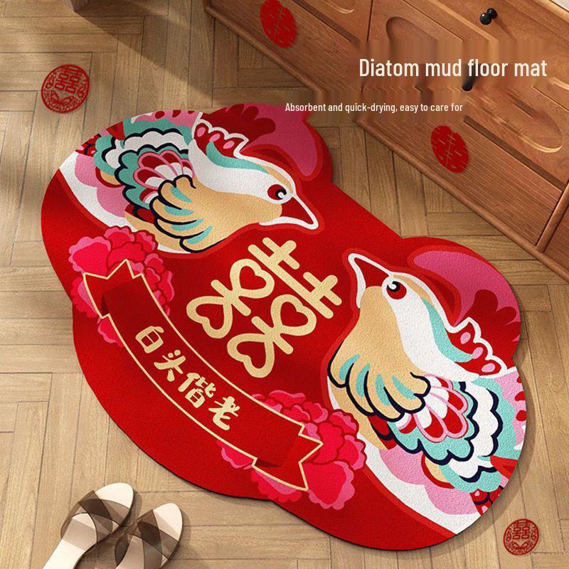 New Year Newlywed Quick Dry Non-Slip Diatom Mud Bath Mat