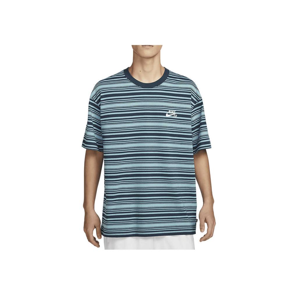 Nike Striped Crew Neck Short Sleeve T-Shirt Unisex Tops Blue FQ3712-464