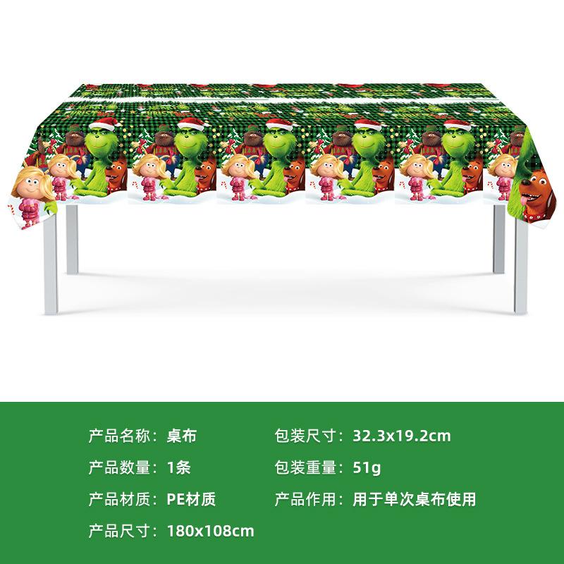 Spot Zelenovlasý Monster Grinch Příborová sada Banner Papírový talíř Papírový ubrousek Papírový kelímek Ubrus Party Dekorační potřeby