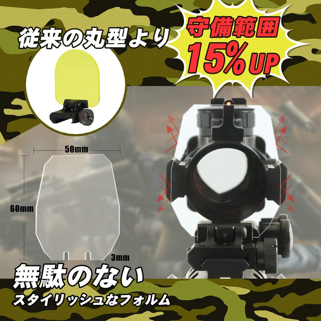 AO&S Scope Shield [Tall Type] Polycarbonate 250x Magnification for Glass Scopes, Red Dot Sights, 73mm Total Height [Clear/Black]