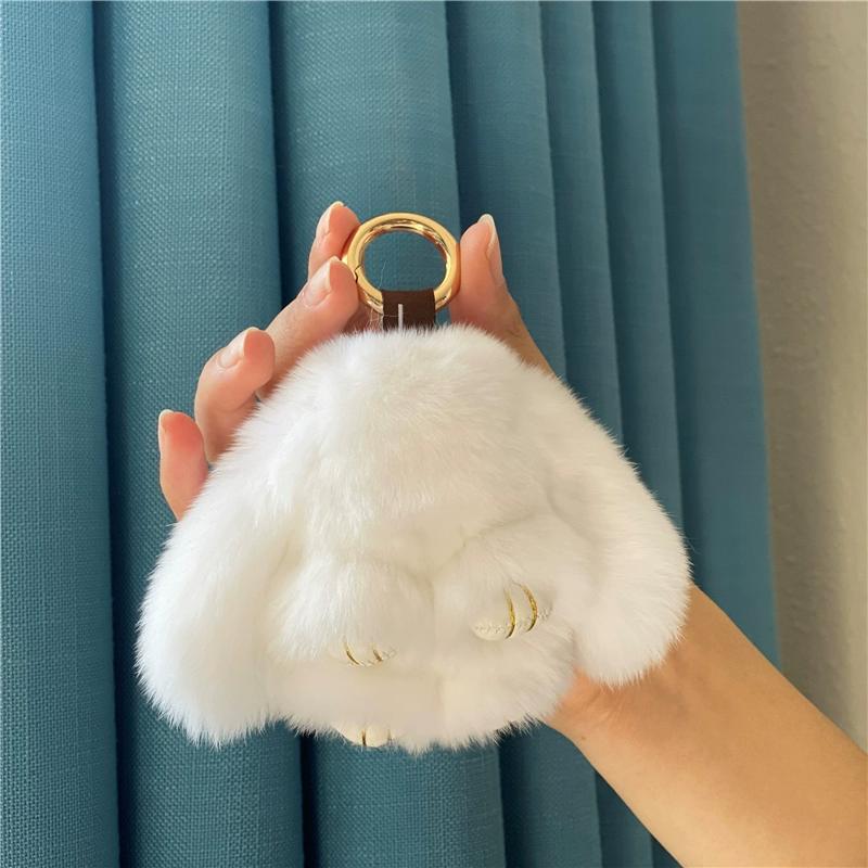 

Кролик Автомобильный Брелок Женский Кроличий Мех Мини Кролик Подвеска для Сумки Инс Подвеска для Мобильного Телефона чистый белый
