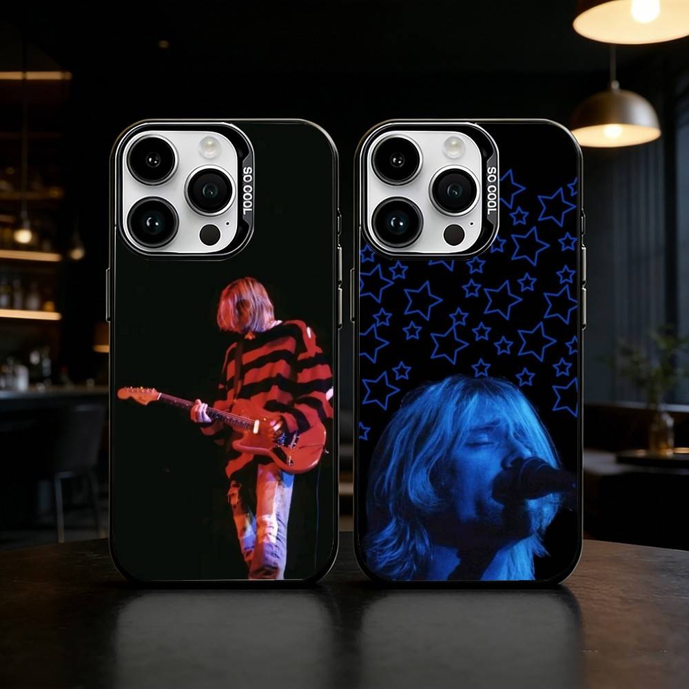 K-Kurt Singer C-Cobain Phone Case For iPhone 17 16 15 14 13 12 11 Pro Max Plus Silver Matte Black Cover