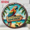 YOURBRAND Vintage Metal Tin Sign Summer Parrot Tropical Wall Art Home Decor