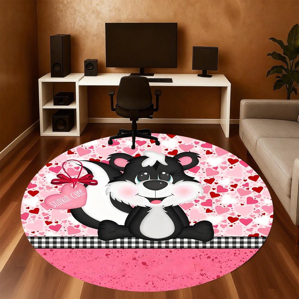 1pc Skunk Cute Round Chair Mat Office Area Rug - Non-Slip, Floor Mat for Office, Bedroom, Ideal Home Decor Gift C0112064