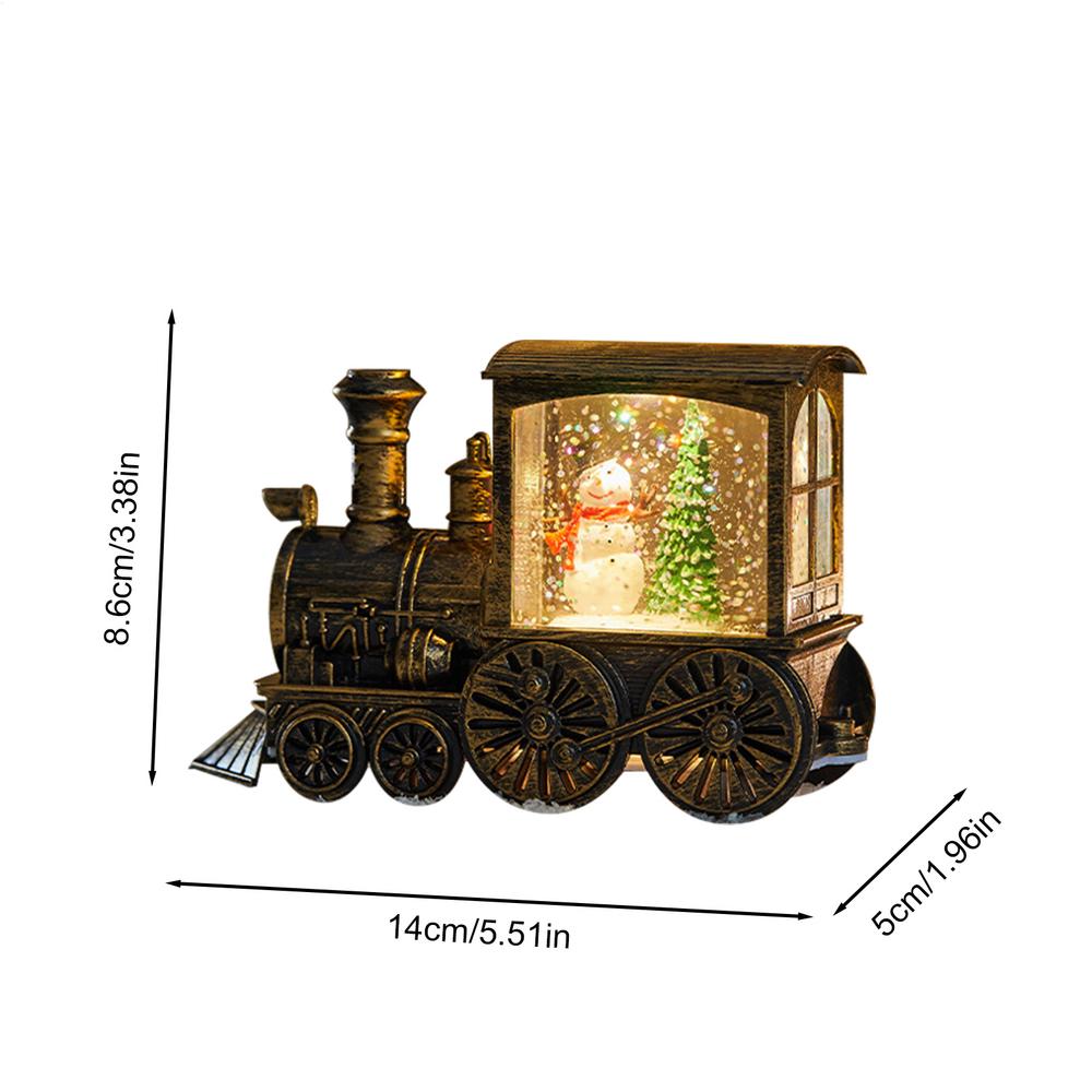 Christmas Snow Globes Lantern Retro Christmas Lanterns LED Glittering Ornaments Small Train Figurines Santa Claus Snowman